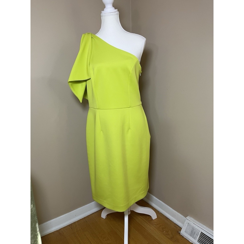 Shelby &‎ Palmer Women's One Bow Shoulder Dress Lime Green Size 10 Mob Wife